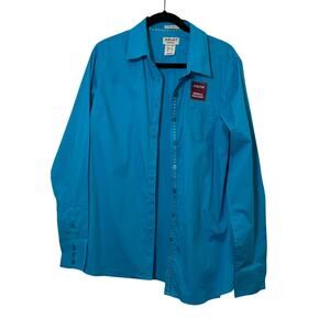 New Ariat Fitted Stretch Blue Button Up Long Sleeve Shirt Size XL